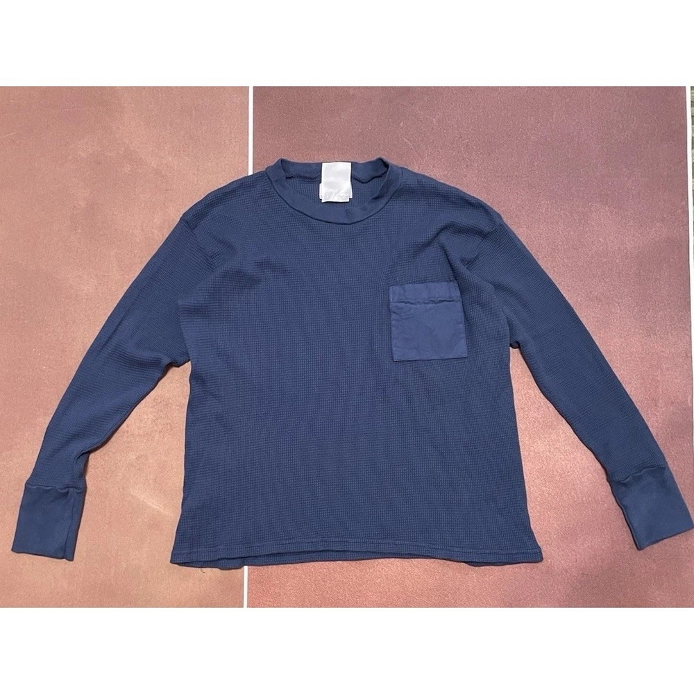 Seeker Los Angeles Waffle Long Sleeve Cotton Hemp Navy Tee Top Size M Cozy Soft